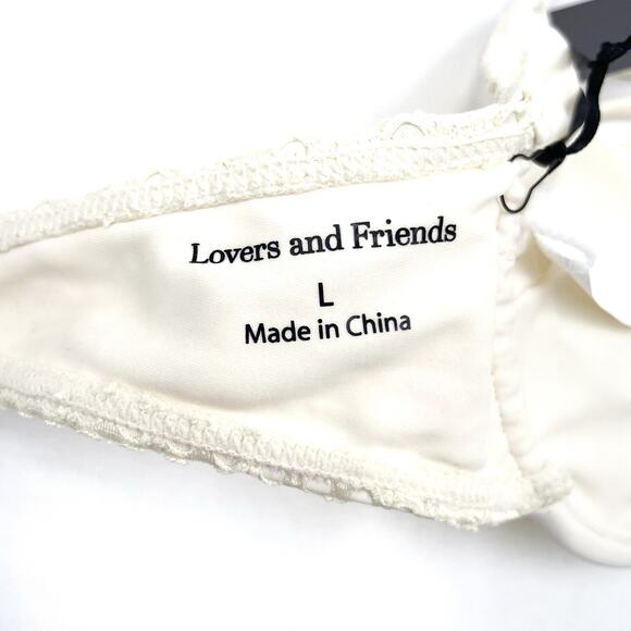 Lovers & Friends Here with You Bikini Top‎ Cream Crochet Underwire Swimsuit Sz L - Picture 8 of 9
